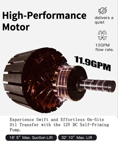مضخة نقل وقود الديزل 12 فولت 13GPM، خرطوم شفط 6.5 قدم وخرطوم تفريغ 13 قدم للديزل/الكيروسين، مع فوهة وتركيبات in Kuwait
