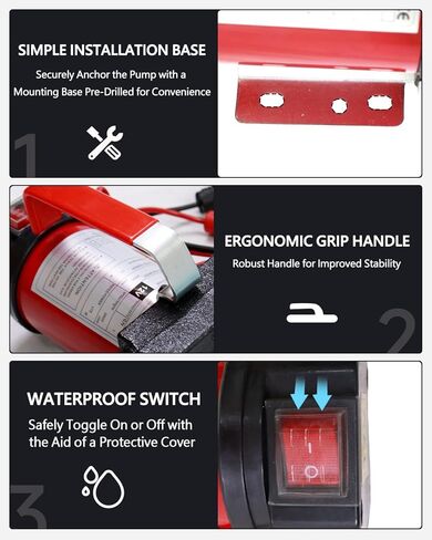 مضخة نقل وقود الديزل 12 فولت 13GPM، خرطوم شفط 6.5 قدم وخرطوم تفريغ 13 قدم للديزل/الكيروسين، مع فوهة وتركيبات in Kuwait