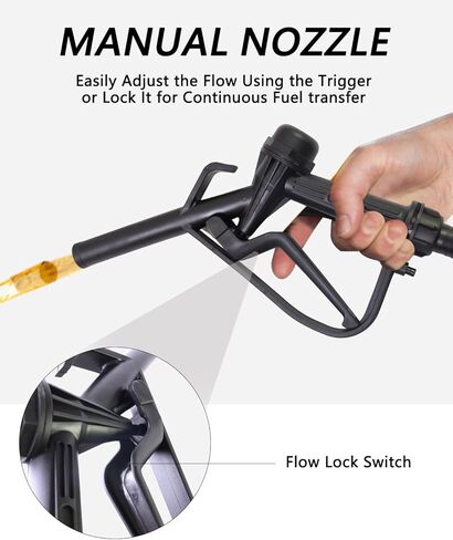 مضخة نقل وقود الديزل 12 فولت 13GPM، خرطوم شفط 6.5 قدم وخرطوم تفريغ 13 قدم للديزل/الكيروسين، مع فوهة وتركيبات in Kuwait