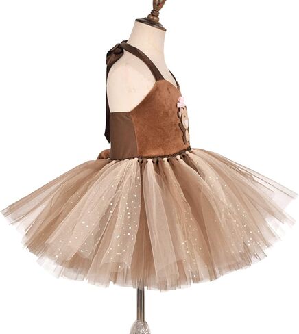 Toddler Girls Monkey Tutu Dress Cartoon Animal Themed Party Halter Velvet Tulle Tutu Dress Shiny Birthday Party Outfit Ears Headband Tail Monkey 9-10 Years in Saudi Arabia
