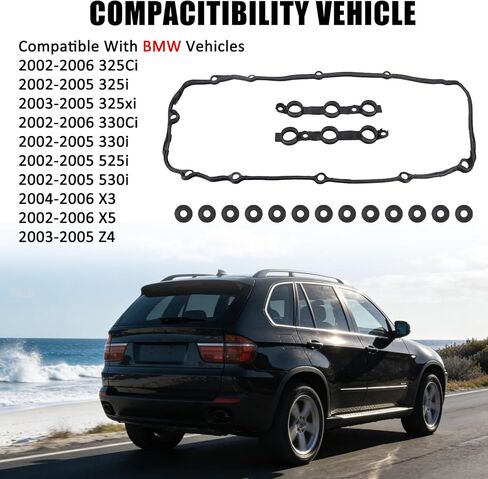 Upgrade ACM Valve Cover Gasket Set Compatible with BMW Vehicle 2002-2006 325Ci 325i 325 xi 330Ci 330i 525i 530i X3 X5 Z4 2.5L 3.0L, Replace#11121437395, 11121726537, 11129070532 - Leak-Proof in Saudi Arabia