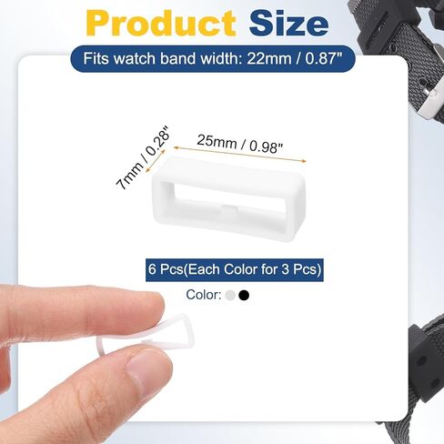 HARFINGTON Silicone Watch Band Loops 22mm Replacement Watch Strap Holder Retainer Wristwatch Strap Fastener Rings for Wristband, Black/White in Saudi Arabia