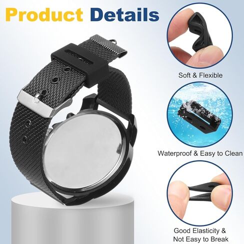 HARFINGTON Silicone Watch Band Loops 22mm Replacement Watch Strap Holder Retainer Wristwatch Strap Fastener Rings for Wristband, Black/White in Saudi Arabia
