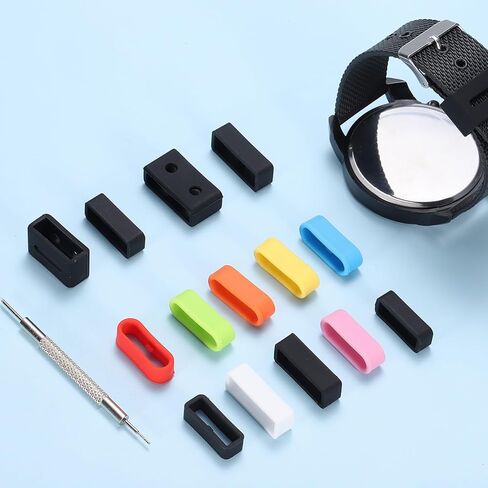 HARFINGTON Silicone Watch Band Loops 22mm Replacement Watch Strap Holder Retainer Wristwatch Strap Fastener Rings for Wristband, Black/White in Saudi Arabia