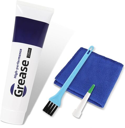 شحم منزلق للأدراج 3.38 أونصة، مادة تشحيم متعددة الأغراض لشرائح الخزانة، ومفصلات الأبواب، والمحامل، والتروس، وأبواب المرآب ومسارات النوافذ، مع قطعة قماش للتنظيف، وأداة تطبيق مدببة وفرشاة in Kuwait