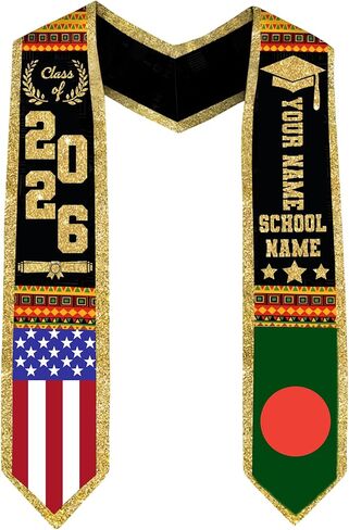 Godashop Personalized Bangladesh Graduation Stole, Custom Name & School Graduation Sash, Bangladesh Flag & USA Graduate Stole in Kuwait
