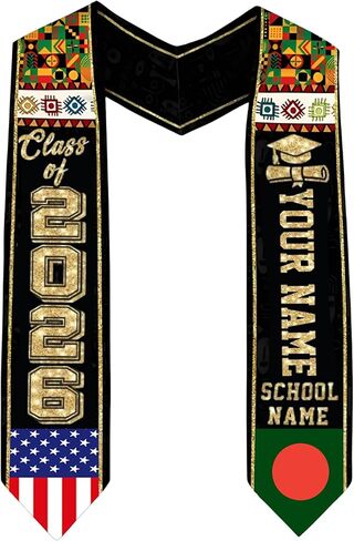 Godashop Personalized Bangladesh Graduation Stole, Custom Name & School Graduation Sash, Bangladesh Flag & USA Graduate Stole in Kuwait