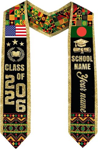 Godashop Personalized Bangladesh Graduation Stole, Custom Name & School Graduation Sash, Bangladesh Flag & USA Graduate Stole in Kuwait