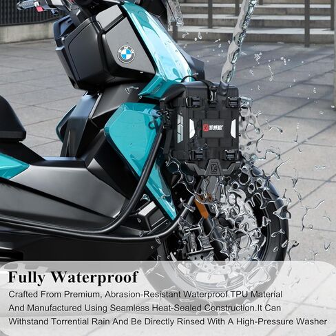 Kewig Full Waterproof Motorcycle Bag for Front Bumper Side Frame Crash Bar, 5.5L TPU Motorcycle Riding Tools Accessories Luggage Bag with Rigid Support & Quick Release Shoulder Strap, Black, 1PC in Saudi Arabia