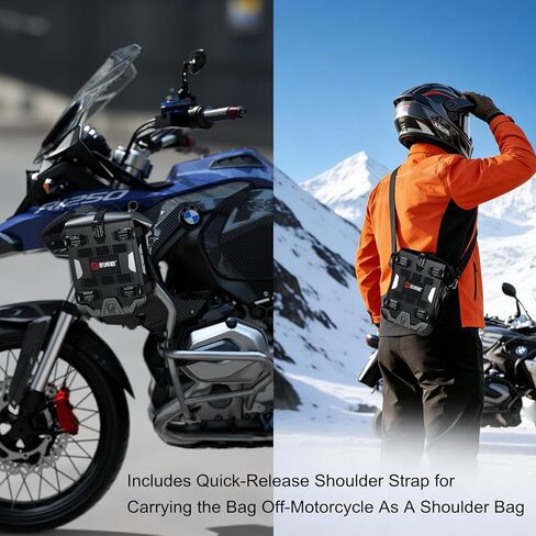 Kewig Full Waterproof Motorcycle Bag for Front Bumper Side Frame Crash Bar, 5.5L TPU Motorcycle Riding Tools Accessories Luggage Bag with Rigid Support & Quick Release Shoulder Strap, Black, 1PC in Saudi Arabia
