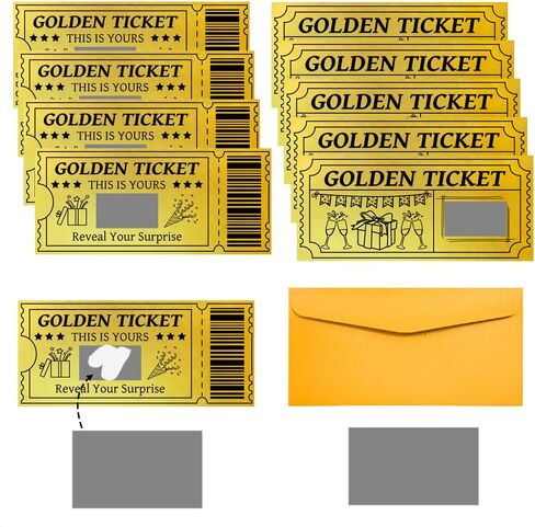 120Pcs Golden Ticket Scratch Off Cards Gold Surprise Reveal Card Make Your Own Scratch-Offs for Prizes Gift Certificates Games Gender Reveal Coupon Bridal Shower Party Favors in Saudi Arabia