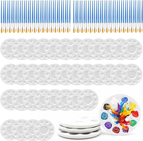150 Pcs Paint Brushes Palettes Set 100 Pcs Nylon Painting Brush 50 Pcs Paint Tray Palettes for Acrylic Oil Watercolor Art Party, Gouache Tempera and Body Painting, Painting Brushes in Saudi Arabia