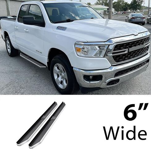 لوحة الجري ذات الطراز المسطح HD Ridez مقاس 6 بوصات مصقولة متوافقة مع Ram 1500 2019-2026 Quad Cab لنمط الجسم الجديد فقط (باستثناء 19-24 Ram 1500 Classic) (الخطوات الجانبية والقضبان الجانبية) in Saudi Arabia