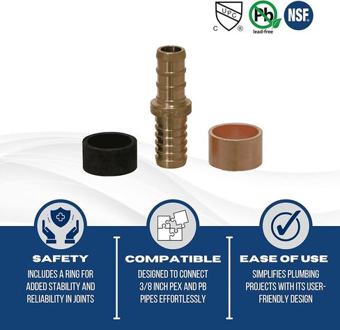 10 قطع XFITTING 3/8" Pex x 3/8" PB (البولي بوتيلين) وصلة توصيل مع حلقة، طقم إصلاح، Pex B in Kuwait