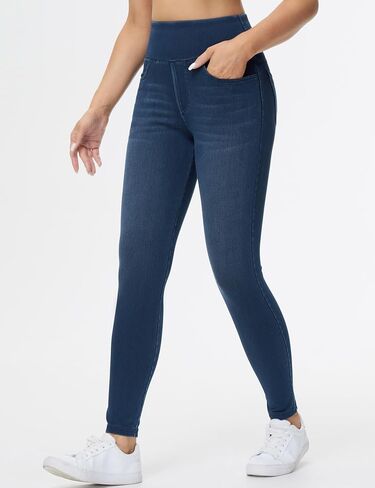 بنطلون جينز نسائي عالي الخصر من Origiwish بنطال جينز ضيق قابل للتمدد يمكن ارتداؤه على البطن مع جيوب in Kuwait