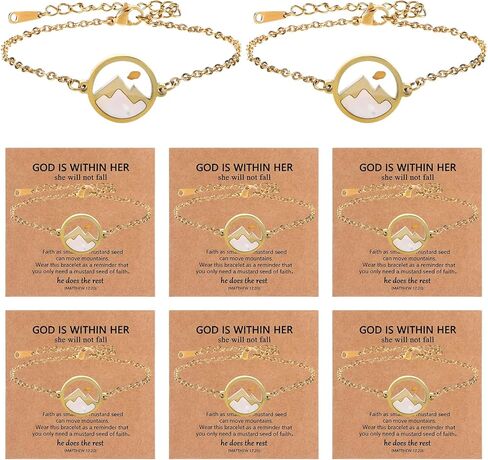 6 Pcs Mustard Seed Bracelet, Mustard Seed Gift, Golden Move Mountains Christian Bracelets for Women, Trendy Stuff for Catholic Christian Easter Christmas Birthday Graduation Gifts in Kuwait