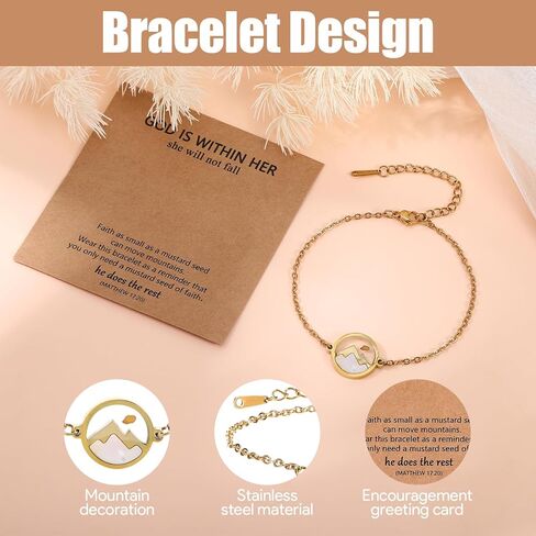 6 Pcs Mustard Seed Bracelet, Mustard Seed Gift, Golden Move Mountains Christian Bracelets for Women, Trendy Stuff for Catholic Christian Easter Christmas Birthday Graduation Gifts in Kuwait