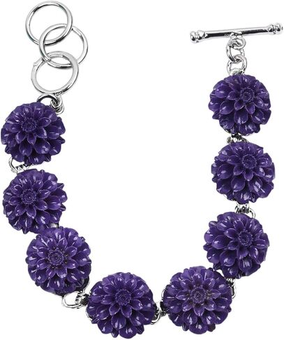 HAAMIIQII سوار أنيق على شكل زهرة وردية قابل للتعديل للنساء والفتيات، أساور فضية مصنوعة يدويًا من الأحجار الكريمة والزهور - هدايا لحفلات الزفاف وعيد الميلاد وعيد الحب in Kuwait