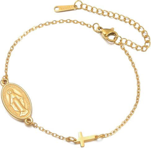 Dreamtimes Virgin Mary Bracelet Rosary Bead Cross Bracelets Religious Baptism Dainty Virgen de Guadalupe Bracelets Catholic Jewelry Gifts for Her in Saudi Arabia