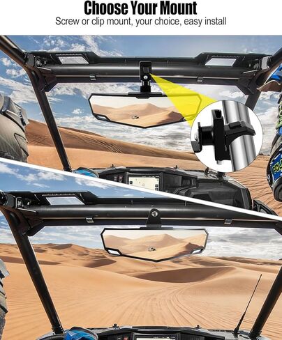 مرآة الرؤية الخلفية UTV تناسب CFMOTO UFORCE U10 U10 XL Pro 2025–2026 & ZForce 950 Sport & Trail 2023-2026، مرآة مركزية مقاومة للكسر مع مشبك وحامل مسمار، مرآة رؤية واسعة قابلة للتعديل in Kuwait