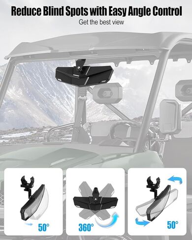 مرآة الرؤية الخلفية UTV تناسب CFMOTO UFORCE U10 U10 XL Pro 2025–2026 & ZForce 950 Sport & Trail 2023-2026، مرآة مركزية مقاومة للكسر مع مشبك وحامل مسمار، مرآة رؤية واسعة قابلة للتعديل in Kuwait
