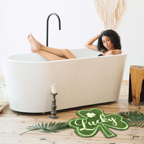 سجادة حمام شامروك لعيد القديس باتريك من كوين هيرو، سجادة حمام خضراء شامروك غير قابلة للانزلاق، سجاد ناعم ماص من القطيفة، ممسحة خضراء محظوظة للحمام والمطبخ وغرفة النوم وغرفة المعيشة in Kuwait