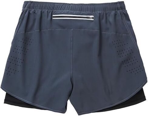 Men's Summer Stylish Sports Shorts-Quick-Dry Breathable Double-Layer Anti-Exposure Fitness Running Shorts Lightweight Stretch Fabric Elastic Waistband with Three Zippered Pockets Dark Gray-M in Saudi Arabia