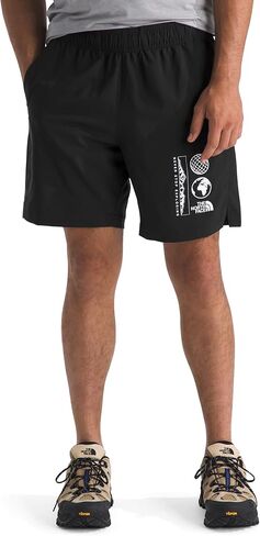 شورت جرافيك للرجال مقاس 24/7 مقاس 7 بوصات من The North Face - ماص للرطوبة، حزام خصر مطاطي مع رباط قابل للتعديل، جيوب لليد in Saudi Arabia