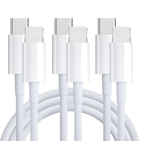 كابل USB C إلى L 2 حزمة بطول 10 أقدام، كابل شحن سريع من النوع C كابل توصيل سلك طاقة شحن سريع لهاتف iPhone 14 13 12 11 Pro Max Xr Xs 8 7 6 Plus، iPad، AirPods، أبيض in Saudi Arabia