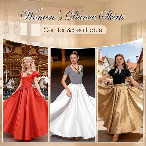 4PCS Satin Maxi Skirt for Women Circle Dance Skirts Ankle Length Long Skirt Women for Flamenco Belly Dance Party in Saudi Arabia
