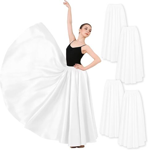 4PCS Satin Maxi Skirt for Women Circle Dance Skirts Ankle Length Long Skirt Women for Flamenco Belly Dance Party in Saudi Arabia