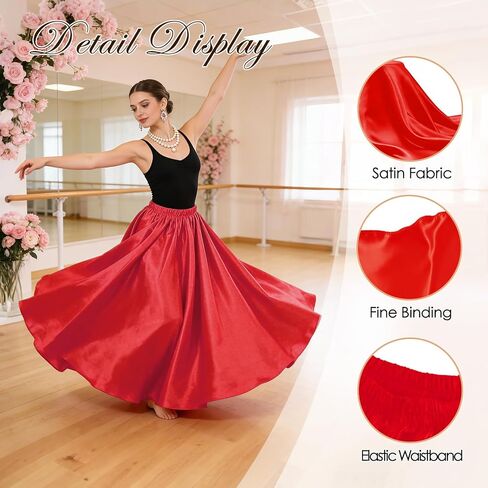 4PCS Satin Maxi Skirt for Women Circle Dance Skirts Ankle Length Long Skirt Women for Flamenco Belly Dance Party in Saudi Arabia