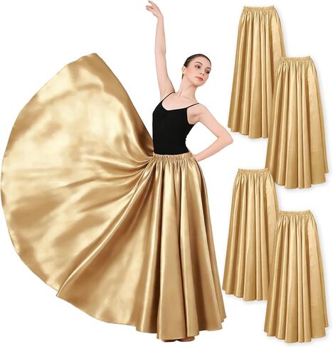 4PCS Satin Maxi Skirt for Women Circle Dance Skirts Ankle Length Long Skirt Women for Flamenco Belly Dance Party in Saudi Arabia