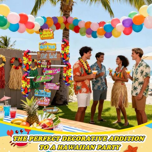 LEIFIDE Adjustable Hawaiian Leis Holder Stand with Base 11 Luau Party Welcome Signs Summer Tropical Decoration Hawaiian Party Directions Signs Display Rack for Tropical Flower Lei Garland Wreath Shows in Saudi Arabia