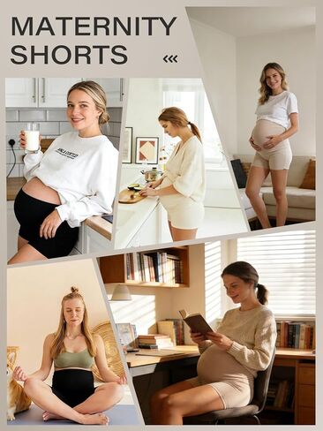 Women's Maternity Shorts 5 Pack Over The Belly 5" Buttery Soft Pregnancy Yoga Shorts Workout Running Lounge Short in Saudi Arabia