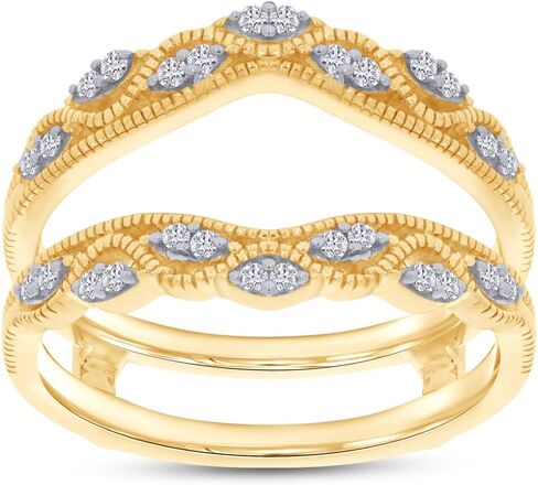 0.20 Cttw Enhancer Guard Ring, Lab Created Moissanite & Lab Grown Diamond Vintage Style Ring Guard Solitaire Enhancer Wrap for Women 14k Gold Over 925 Sterling Silver in Saudi Arabia