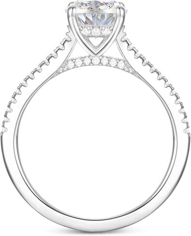 14K الذهب الأبيض 2 قيراط البيضاوي قطع مويسانيتي خاتم الخطوبة 4-الشق البيضاوي قطع المخفية هالة مويسانيتي خواتم 14K الذهب الأبيض خاتم للنساء in Kuwait