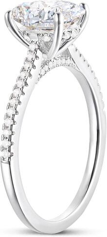 14K الذهب الأبيض 2 قيراط البيضاوي قطع مويسانيتي خاتم الخطوبة 4-الشق البيضاوي قطع المخفية هالة مويسانيتي خواتم 14K الذهب الأبيض خاتم للنساء in Kuwait