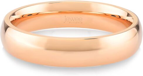JEWEE DIAMOND 14k 18k Gold 4 MM Wedding Band, Classic 4mm Dome Band Ring, Plain Gold Band Ring, Curve His Her Matching Wedding Bands, Custom Inside Engrave Name Date, Comfort Fit Bands Men Women in Saudi Arabia