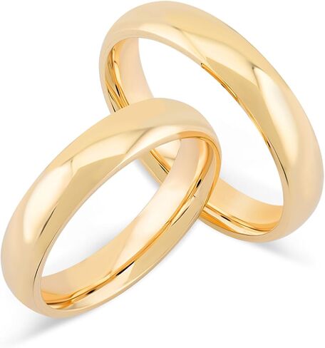 JEWEE DIAMOND 14k 18k Gold 4 MM Wedding Band, Classic 4mm Dome Band Ring, Plain Gold Band Ring, Curve His Her Matching Wedding Bands, Custom Inside Engrave Name Date, Comfort Fit Bands Men Women in Saudi Arabia