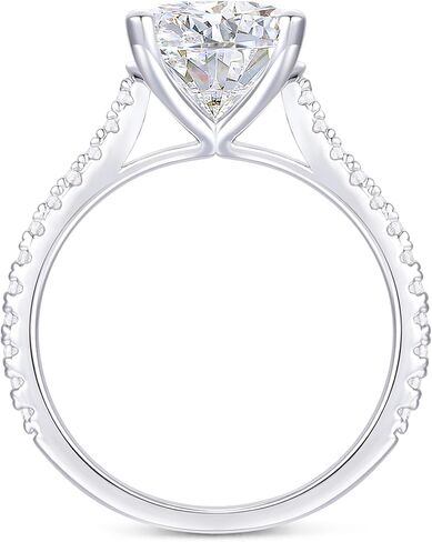 14K White Gold Oval Cut Moissanite Rings 4 Carat Oval Engagement Ring Classic 4-Prong 4CT Moissanite Engagement Ring for Women in Kuwait