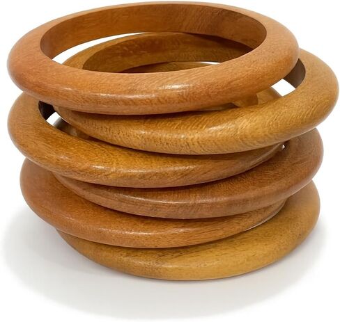 أساور خشبية مصنوعة يدويًا للنساء، أساور كلاسيكية متعددة الطبقات وقابلة للتكديس، هدية مجوهرات خشبية للنساء in Kuwait