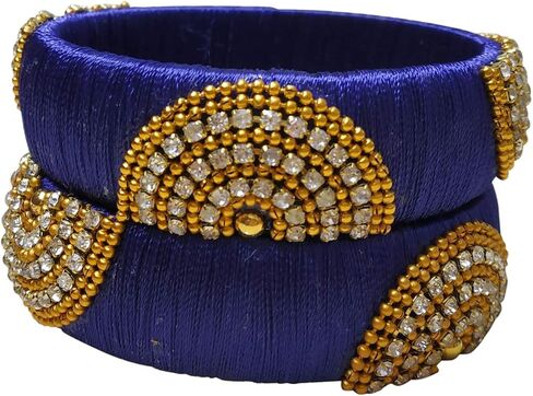 Festive Offer: Designer Handcrafted Ethnic Half Moon Silk Thread Bangles for Women in Kuwait