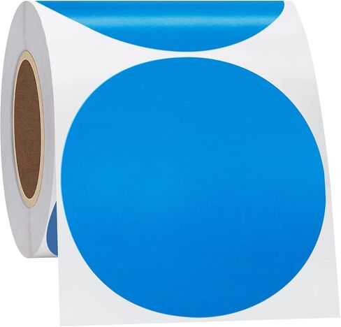 ملصقات حرارية مباشرة مقاس 3 بوصات، ملصقات حرارية ذاتية اللصق ذات رموز ملونة متعددة الأغراض للأعمال باللون الأزرق المستدير، 350 ملصقًا لكل لفة in Kuwait