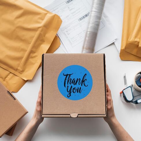 ملصقات حرارية مباشرة مقاس 3 بوصات، ملصقات حرارية ذاتية اللصق ذات رموز ملونة متعددة الأغراض للأعمال باللون الأزرق المستدير، 350 ملصقًا لكل لفة in Kuwait