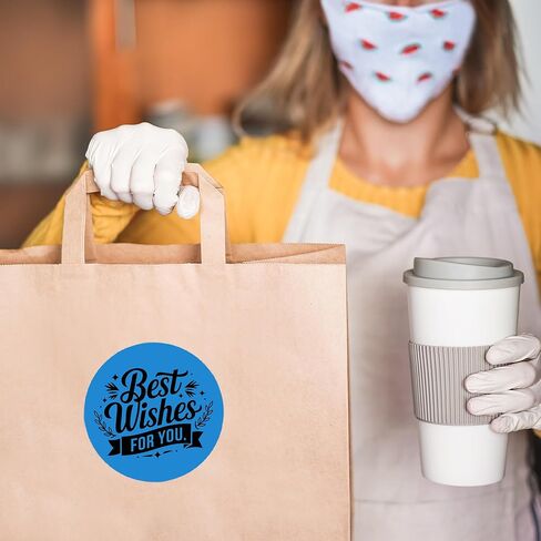 ملصقات حرارية مباشرة مقاس 3 بوصات، ملصقات حرارية ذاتية اللصق ذات رموز ملونة متعددة الأغراض للأعمال باللون الأزرق المستدير، 350 ملصقًا لكل لفة in Kuwait