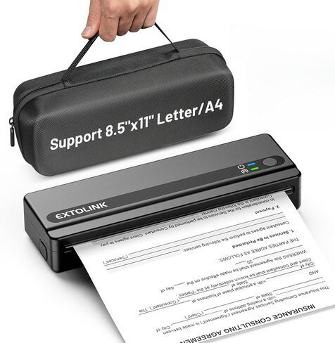 Portable Wireless Printer for Travel On-the-Go, Inkless Thermal Printer 2600mAh, Supports 8.5"x11" Letter & A4 Paper, Bluetooth for iPhone Android Laptop, Perfect for Truckers, Students, Remote Work in Saudi Arabia