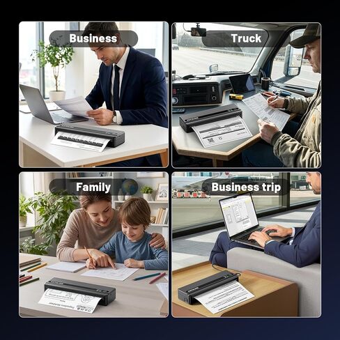 Portable Wireless Printer for Travel On-the-Go, Inkless Thermal Printer 2600mAh, Supports 8.5"x11" Letter & A4 Paper, Bluetooth for iPhone Android Laptop, Perfect for Truckers, Students, Remote Work in Saudi Arabia
