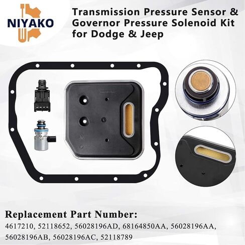 A500 A518 A618 46RE 47RE 48RE Transmission Governor Pressure Solenoid Transducer with Filter Gasket Fit Ram 1500 2500 3500 Grand Cherokee Replacement# 52118652 4617210 in Saudi Arabia
