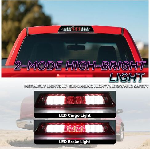 الكل في واحد LED ضوء الفرامل الثالث ضوء البضائع نسخة مطورة ارتفاع جبل وقف الضوء ل 2009-2014 فورد F150، الكروم الإسكان عدسة الدخان. in Saudi Arabia